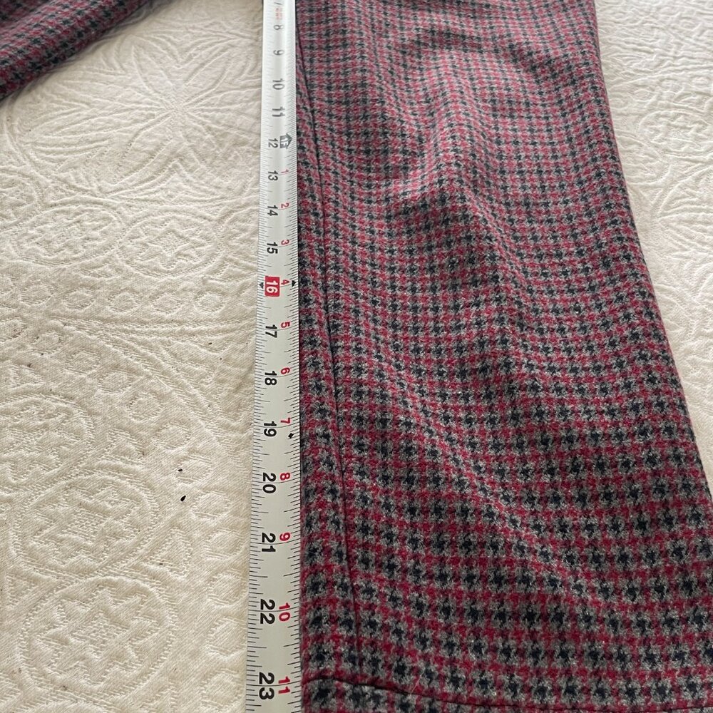 Theory Women's Red Grey Houndstooth Plaid Straight Leg Trousers Pants Size 2 - Picture 13 of 13